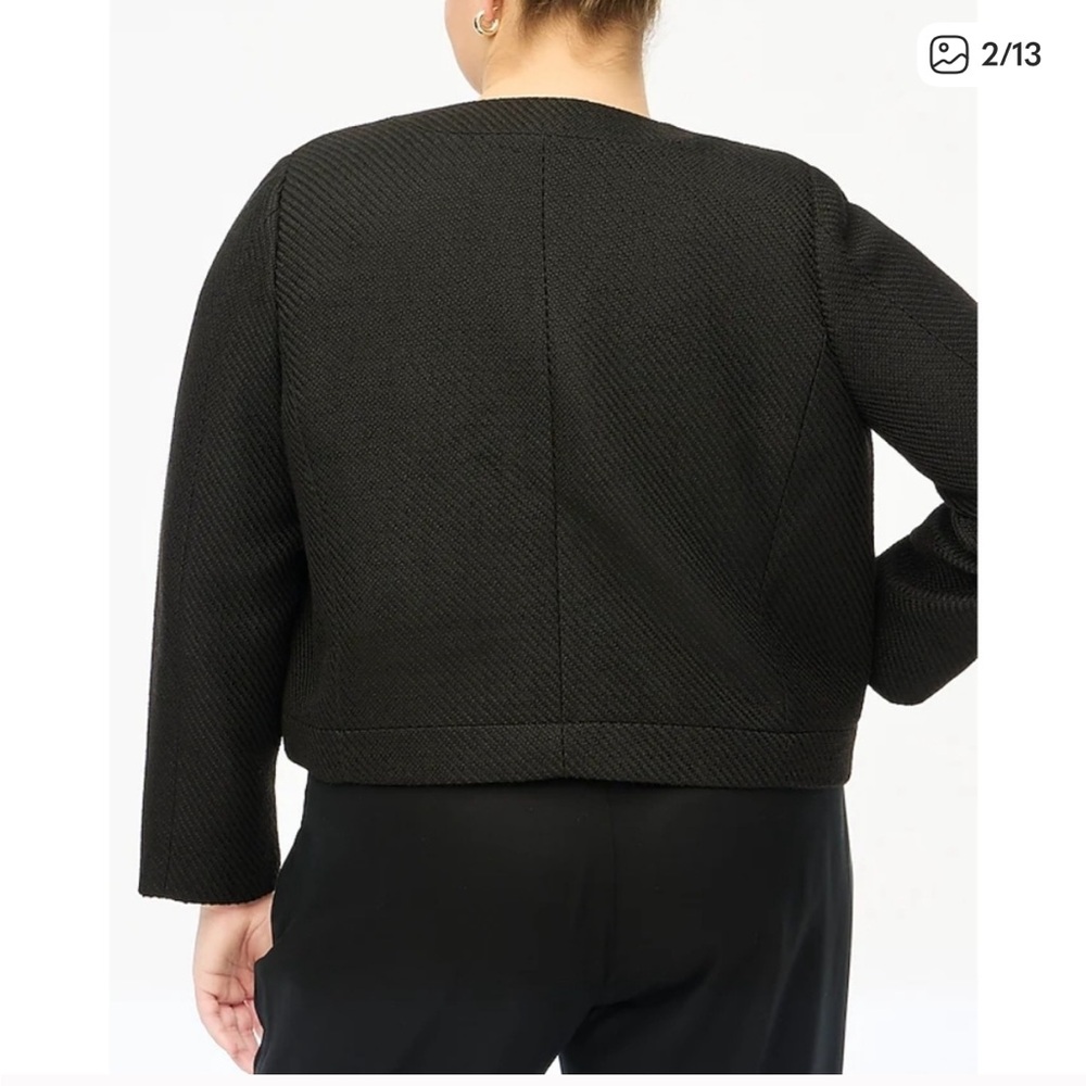 NWT J. Crew Plus Size Black Tweed Lady Jacket, Size 14 - Picture 2 of 6